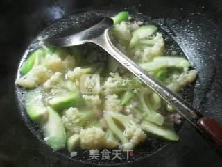 肉末丝瓜花菜羹的做法步骤：9