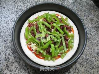 尖椒牛肉丝披萨的做法步骤：5