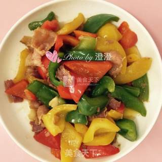 培根炒彩椒的做法步骤：11