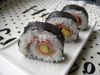 牛油果火腿寿司——两种卷法两样花色的做法步骤：19