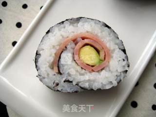牛油果火腿寿司——两种卷法两样花色的做法步骤：20