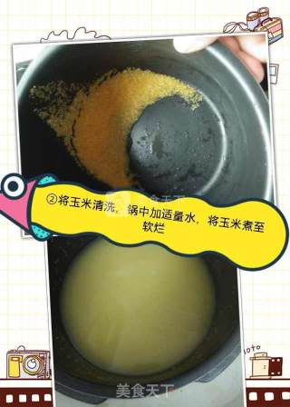 婴儿宝宝辅食——芝麻酱香紫薯玉米糊的做法步骤：2