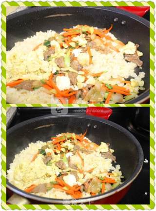 简单美味牛肉鸡蛋炒饭的做法步骤：10