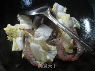 白菜炒基围虾的做法步骤：4