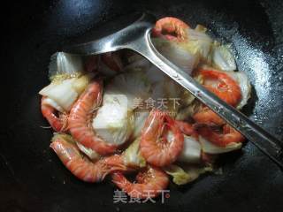 白菜炒基围虾的做法步骤：9