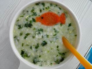 宝宝辅食——银鱼蛋黄青菜粥的做法步骤：7