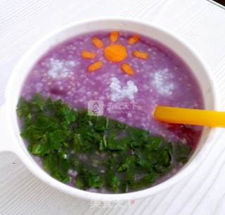 宝宝辅食——紫薯小米青菜粥的做法步骤：6