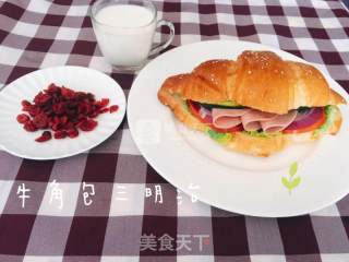 营养健康早餐之牛角包三明治的做法步骤：3