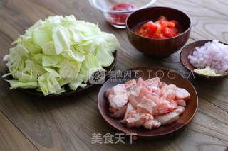茄汁卷心菜炖鸡肉的做法步骤：2