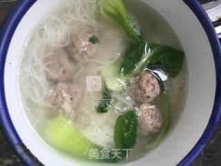 青菜肉丸米粉的做法步骤：8