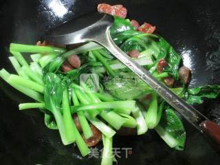 香肠小青菜炒面的做法步骤：3