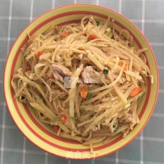 酸辣土豆丝炒肉的做法步骤：7
