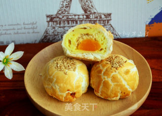 奶黄肉松蛋黄酥的做法步骤：21