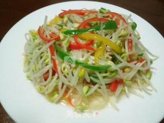 彩椒黄豆芽的做法步骤：5