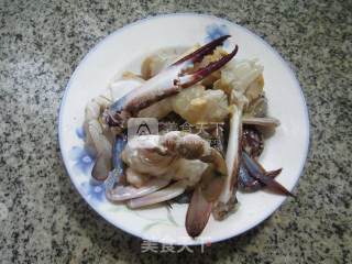 青菜圆素鸡煮螃蟹的做法步骤：3