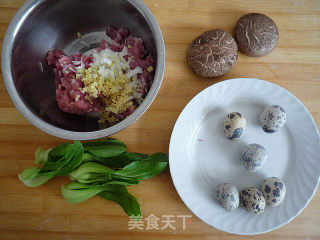 鹌鹑蛋香菇蒸肉饼的做法步骤：1