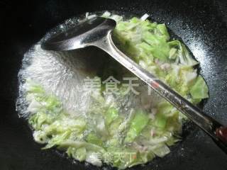 肉丝圆白菜蚕豆羹的做法步骤：5
