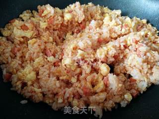 番茄蛋炒饭+糖黄煎蛋的做法步骤：7