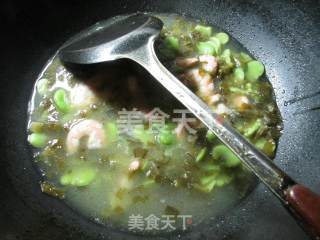 雪菜虾仁蚕豆羹的做法步骤：6