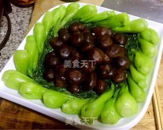香菇扒菜胆的做法步骤：15