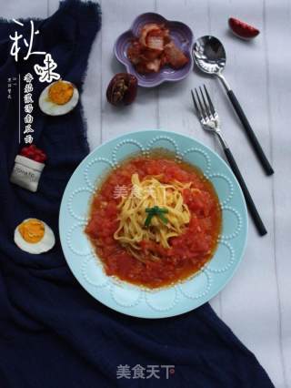 番茄浓汤南瓜面的做法步骤：10