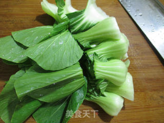 青菜淡贝丸煮粉丝的做法步骤：2