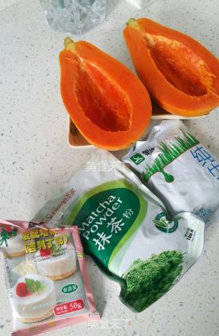 抹茶牛奶木瓜冻的做法步骤：3