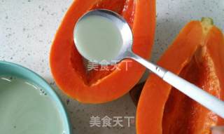 抹茶牛奶木瓜冻的做法步骤：9