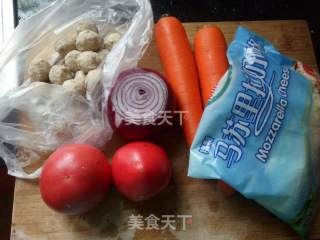 肉丸芝士焗饭的做法步骤：1
