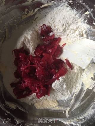 洛神花酵素渣小饼的做法步骤：4