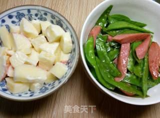 香肠荷兰豆的做法步骤：6
