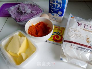 南瓜紫薯面包的做法步骤：1