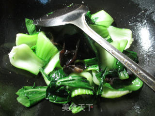 黑木耳虾仁炒青菜的做法步骤：4