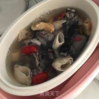 鱼胶红枣枸杞炖竹丝鸡的做法步骤：2