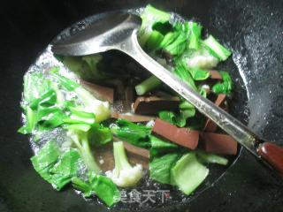 菜芯鸭血花菜羹的做法步骤：4