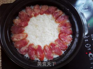 腊肠窝蛋煲仔饭的做法步骤：5