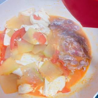 茄汁冬瓜豆腐烩肥牛的做法步骤：9