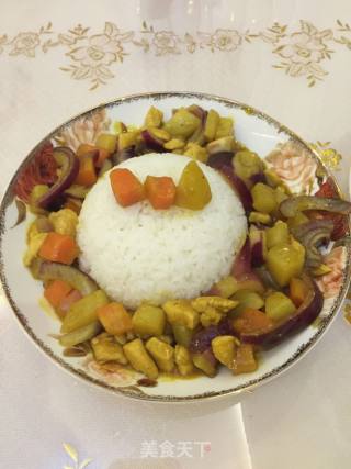咖喱鸡饭(中辣)的做法步骤：9