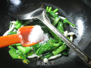 白玉菇炒油菜蕻的做法步骤：7