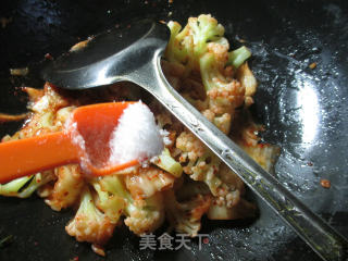泡菜炒花菜的做法步骤：6