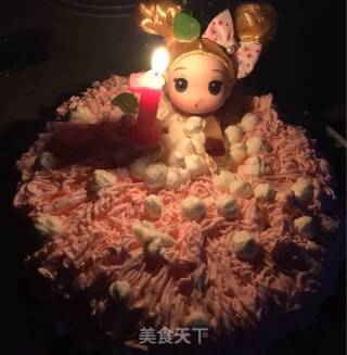 粉红泡泡浴生日蛋糕的做法步骤：11