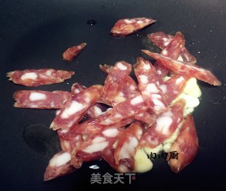 腊肠炒花菜#肉肉厨的做法步骤：8
