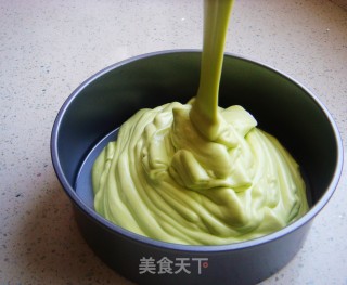 菠菜戚风蛋糕【8寸】的做法步骤：16