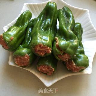 虎皮青椒酿肉的做法步骤：4