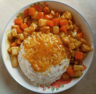 咖喱鸡肉年糕饭的做法步骤：1