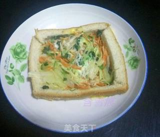 微波炉杂蔬吐司蛋饼的做法步骤：7