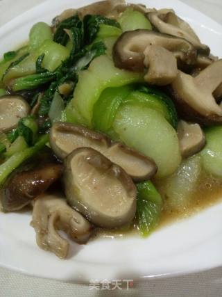 清炒油菜香菇片的做法步骤：6