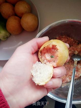 肉酿油面筋的做法步骤：4
