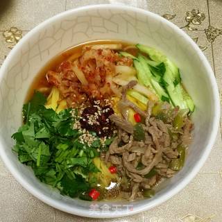 玉米面牛肉温面（韩式）的做法步骤：11