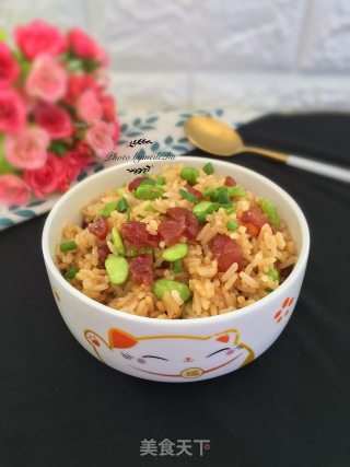 腊肠毛豆炒饭的做法步骤：9